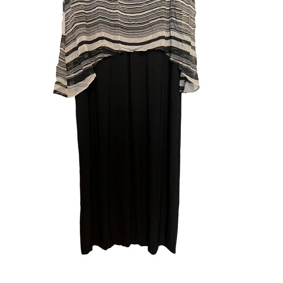 Perception Concept Womens Sleeveless Maxi Dress Large Black Striped Chiffon Over - Picture 3 of 5